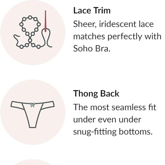 Set of 3! Thongs Large Panties Bramour Tribeca L FITS 29-30" Lacy Briefs Black - Picture 15 of 16